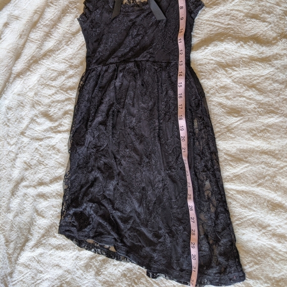 Hot Black Lace Dress with Ribbon Bow at Neck - Picture 6 of 6